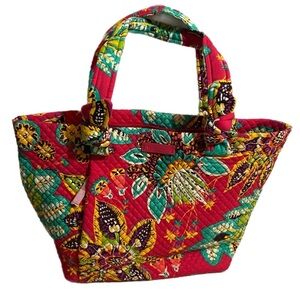 Vera Bradley Hadley East West Tote Bag RUMBA Quilted Floral Red/Teal 10X16” NEW